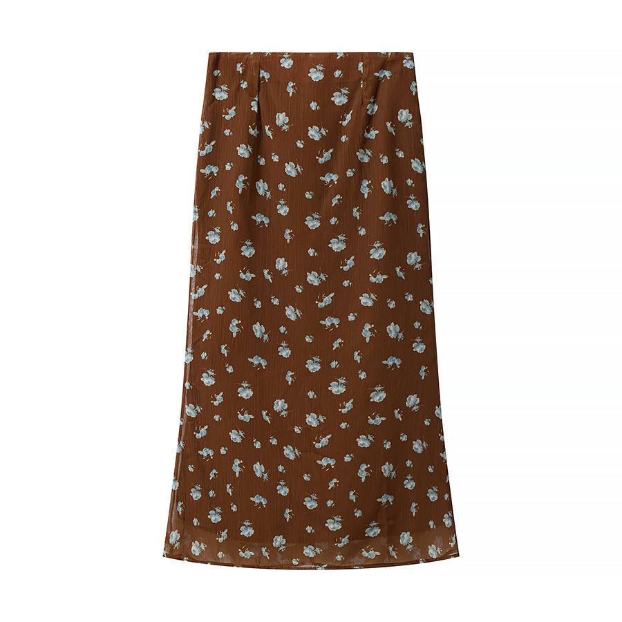 Women Floral round Neck Waist Trimming Slimming Waist