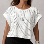 Hollow Out Cutout Polka Dot Lazy Relaxed Loose Exercise Blouse Women Breathable Training Short Sleeve Workout Yoga Top