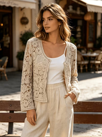Women Solid Color SpringAutumn Single Button Knitted