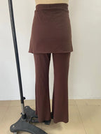 Faux Two Piece Lace up Trousers Women High Waist Slimming Irregular Asymmetric Two Piece Set Pants