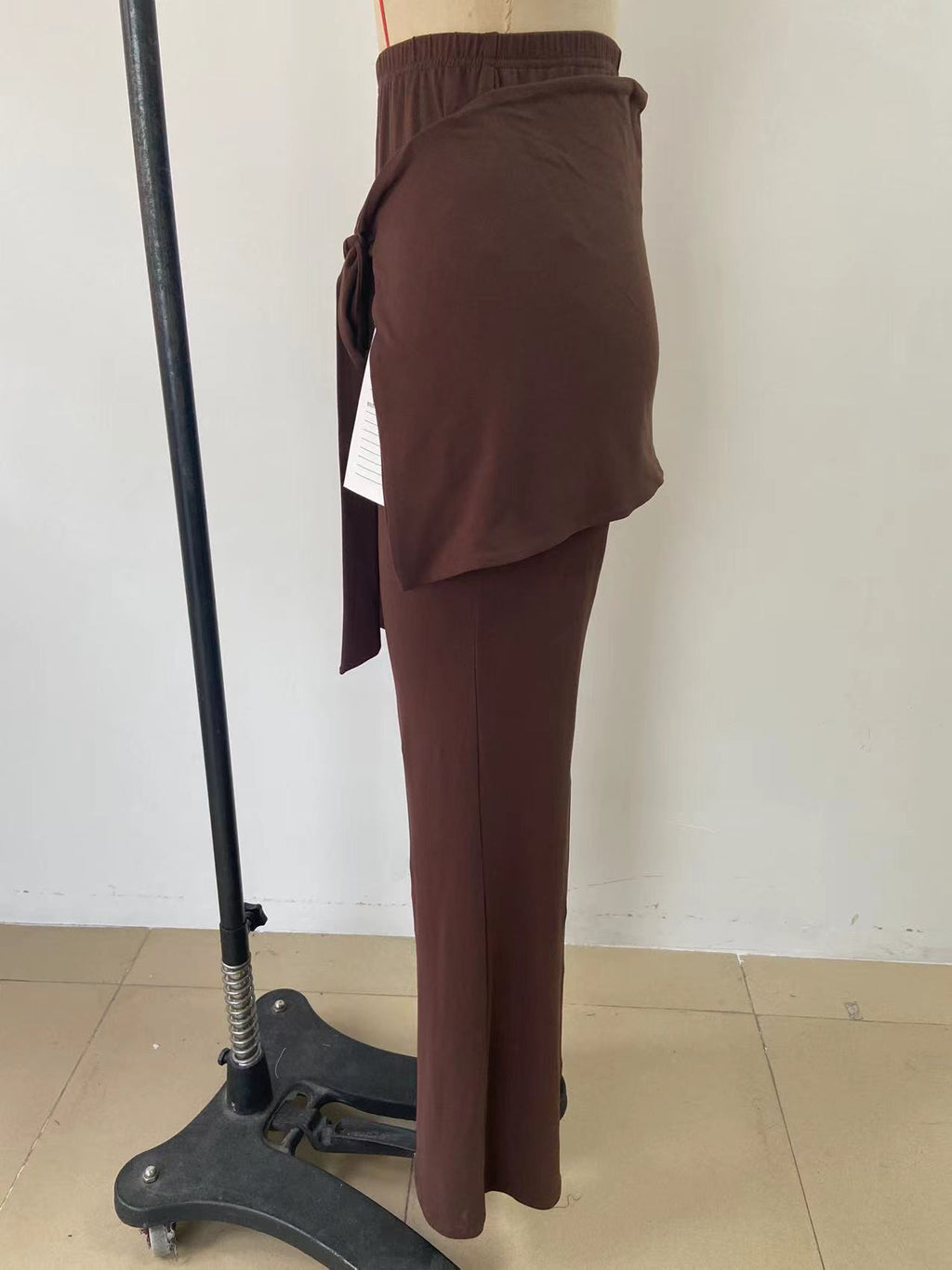 Faux Two Piece Lace up Trousers Women High Waist Slimming Irregular Asymmetric Two Piece Set Pants