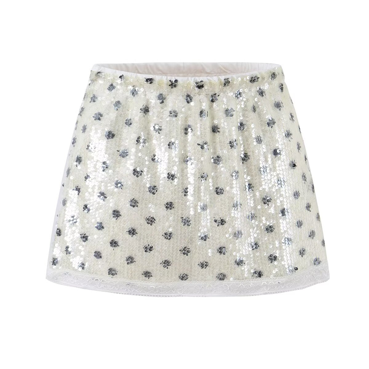 Women Clothing Fashionable All Match Sequined Mini Skirt