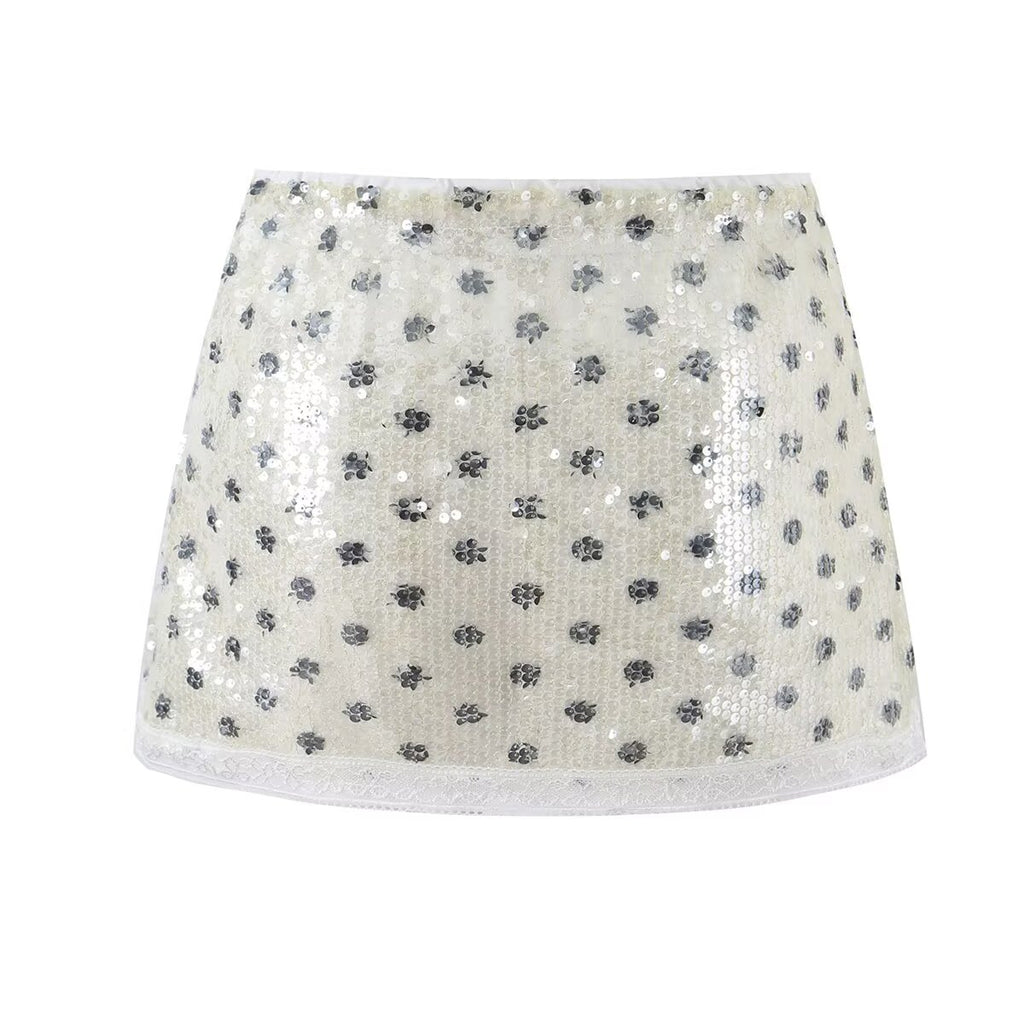 Women Clothing Fashionable All Match Sequined Mini Skirt