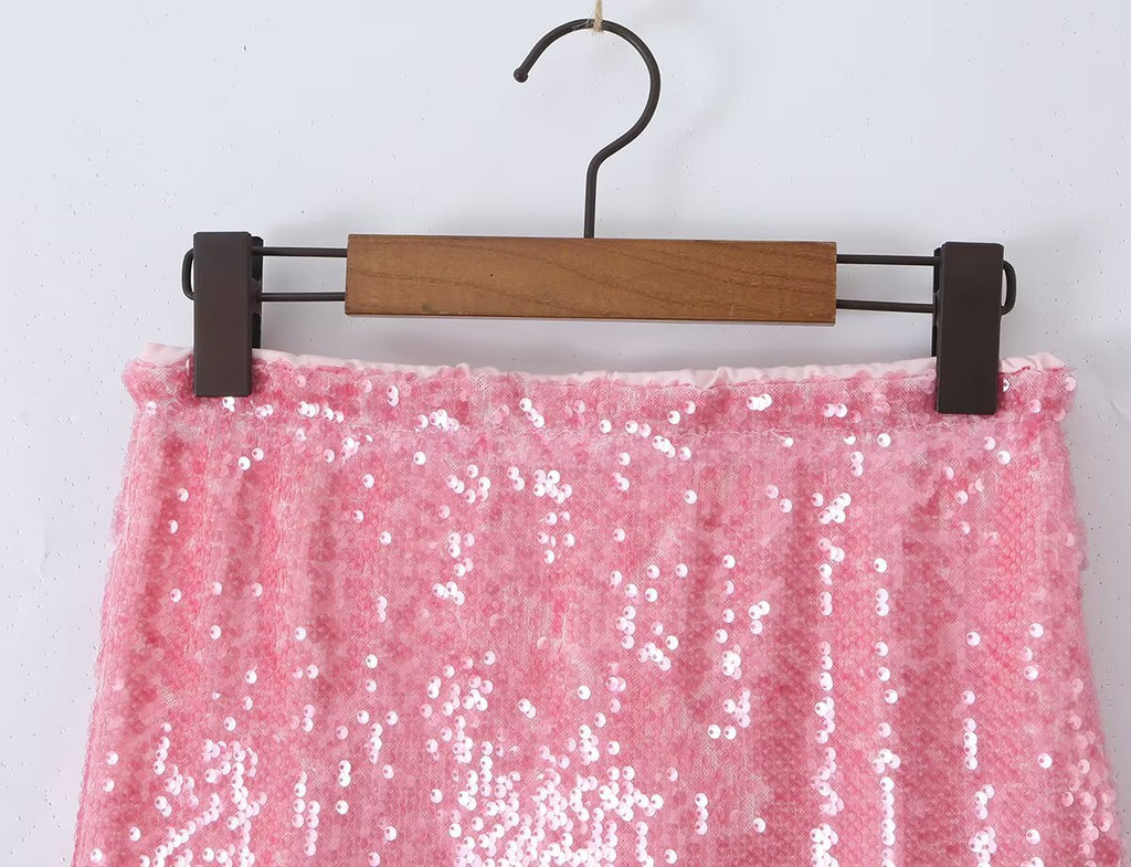 Women Clothing Fashionable All Match Sequined Mini Skirt