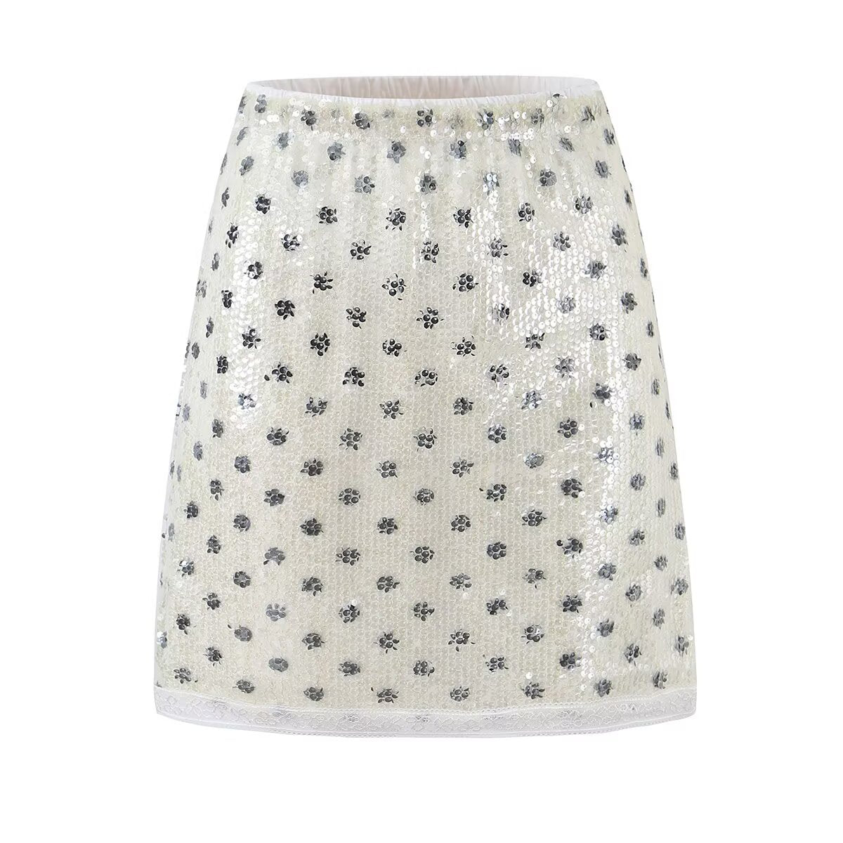 HW Sequined Polka Dot Skirt Women Summer Slimming