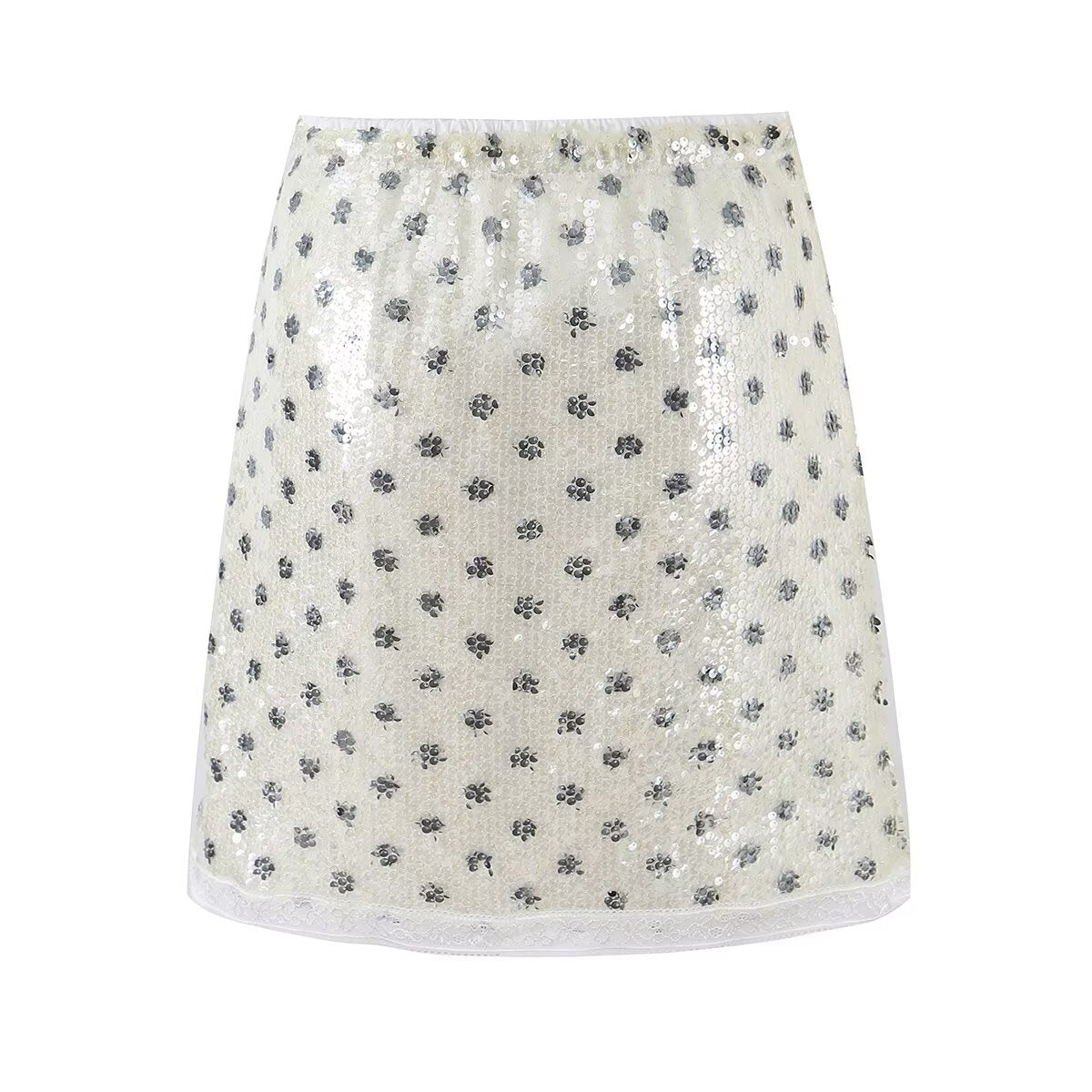 HW Sequined Polka Dot Skirt Women Summer Slimming