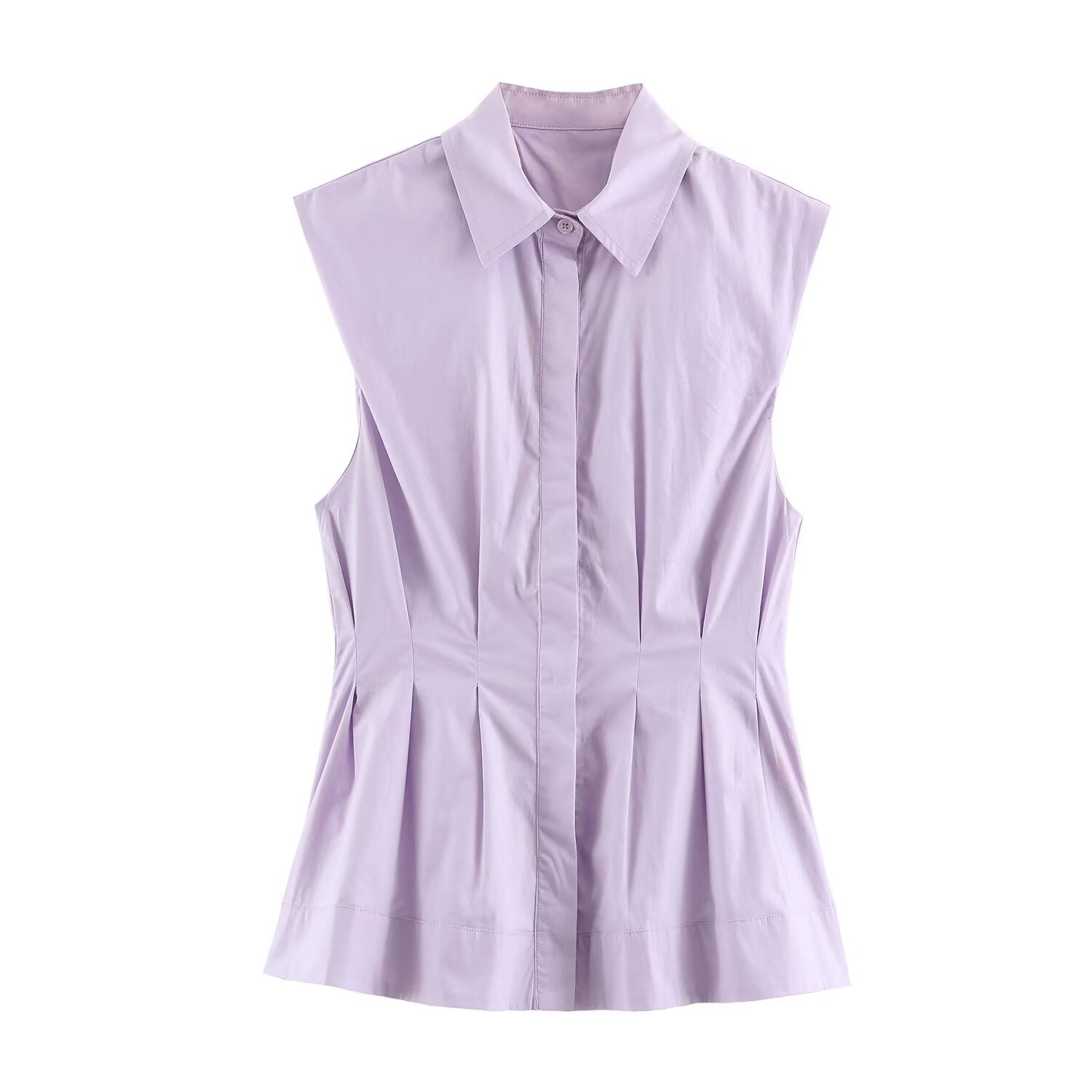 Graceful Fashionable Women Sleeveless Pleated Shirt