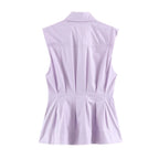 Graceful Fashionable Women Sleeveless Pleated Shirt