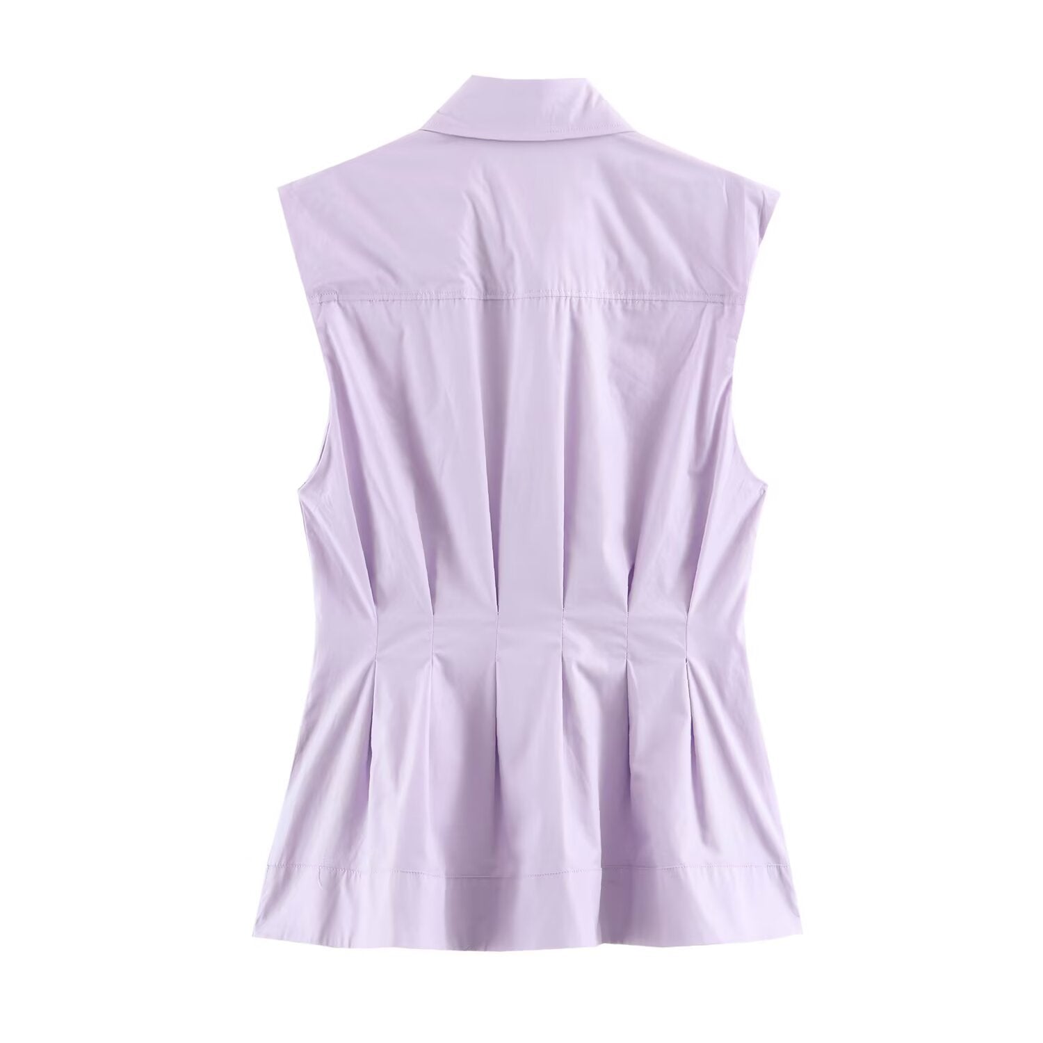 Graceful Fashionable Women Sleeveless Pleated Shirt