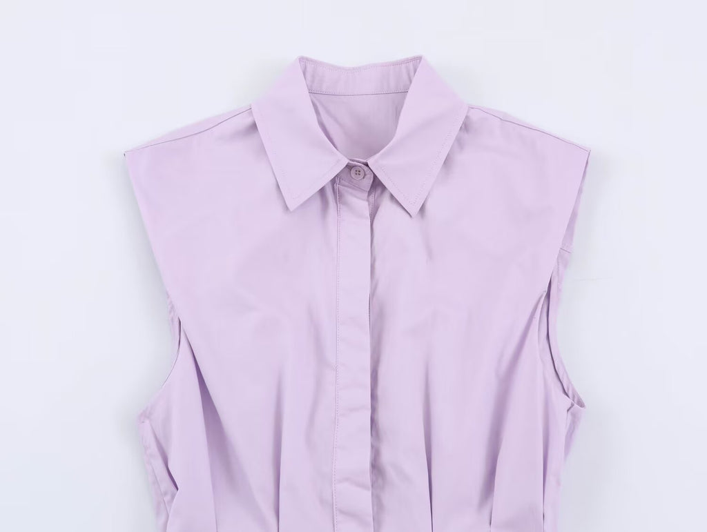Graceful Fashionable Women Sleeveless Pleated Shirt
