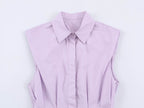Graceful Fashionable Women Sleeveless Pleated Shirt