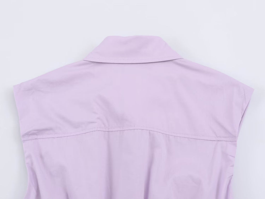 Graceful Fashionable Women Sleeveless Pleated Shirt