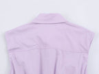 Graceful Fashionable Women Sleeveless Pleated Shirt