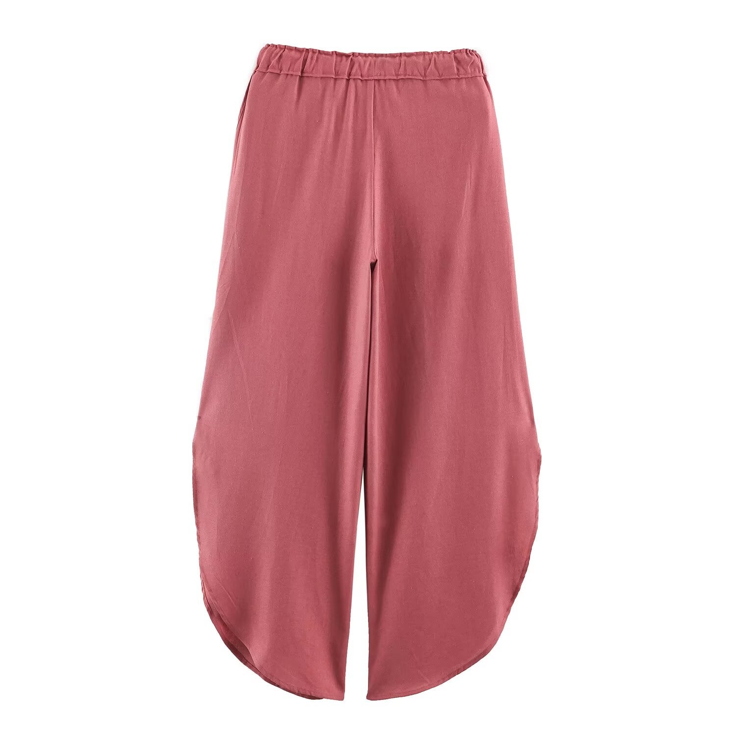 Women Clothing All Match Solid Color Thin Strap Top Slit