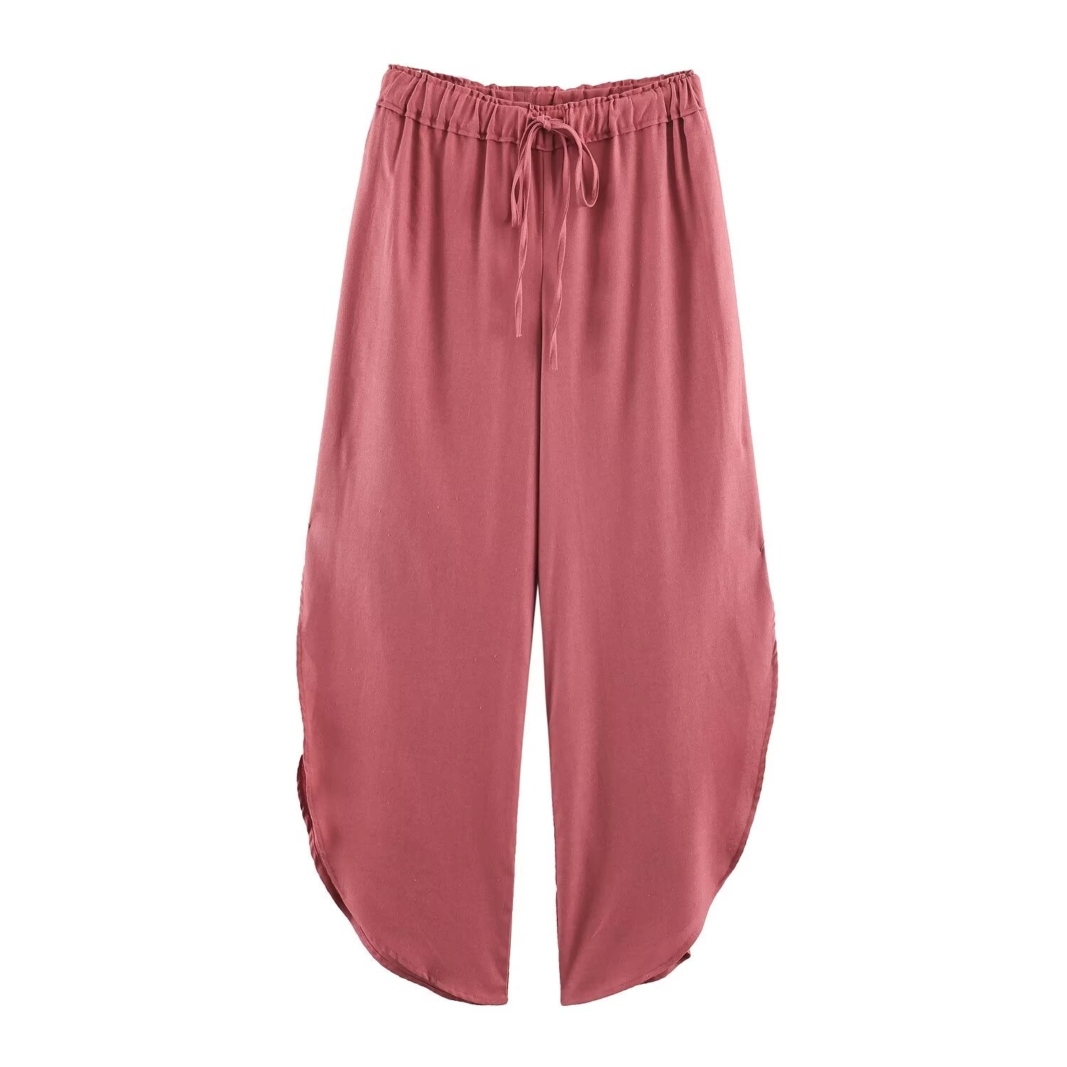 Women Clothing All Match Solid Color Thin Strap Top Slit