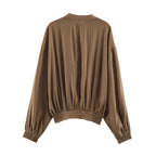 Women Clothing Summer Long Sleeve round Neck Vertical Loose
