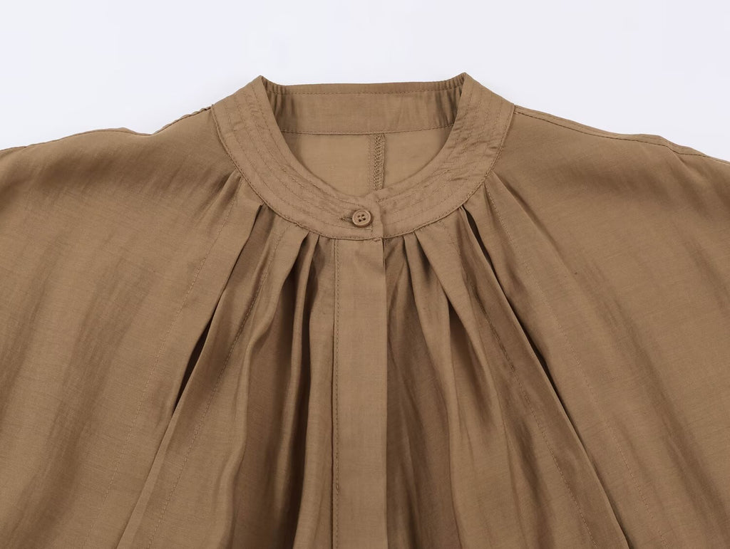 Women Clothing Summer Long Sleeve round Neck Vertical Loose