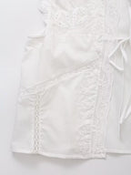 Women Summer Arrival Lace trimmed Sleeveless Tank Top with Bow Embroidery Sheer Design for Women