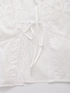 Women Summer Arrival Lace trimmed Sleeveless Tank Top with Bow Embroidery Sheer Design for Women