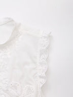 Women Summer Arrival Lace trimmed Sleeveless Tank Top with Bow Embroidery Sheer Design for Women