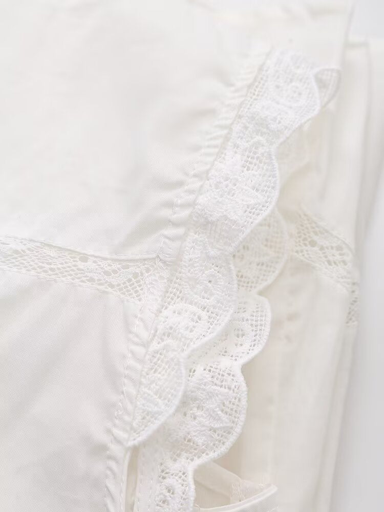 Women Summer Arrival Lace trimmed Sleeveless Tank Top with Bow Embroidery Sheer Design for Women