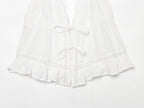 Women Clothing Summer Sexy Tulle Embroidered Hanging Collar