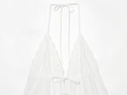 Women Clothing Summer Sexy Tulle Embroidered Hanging Collar