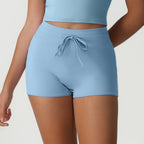 HW Lace up Tight Yoga Shorts Hip Lifting High Elastic