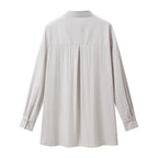 Women Solid Color Long Sleeved Shirt Trousers Skirt Three Piece Set