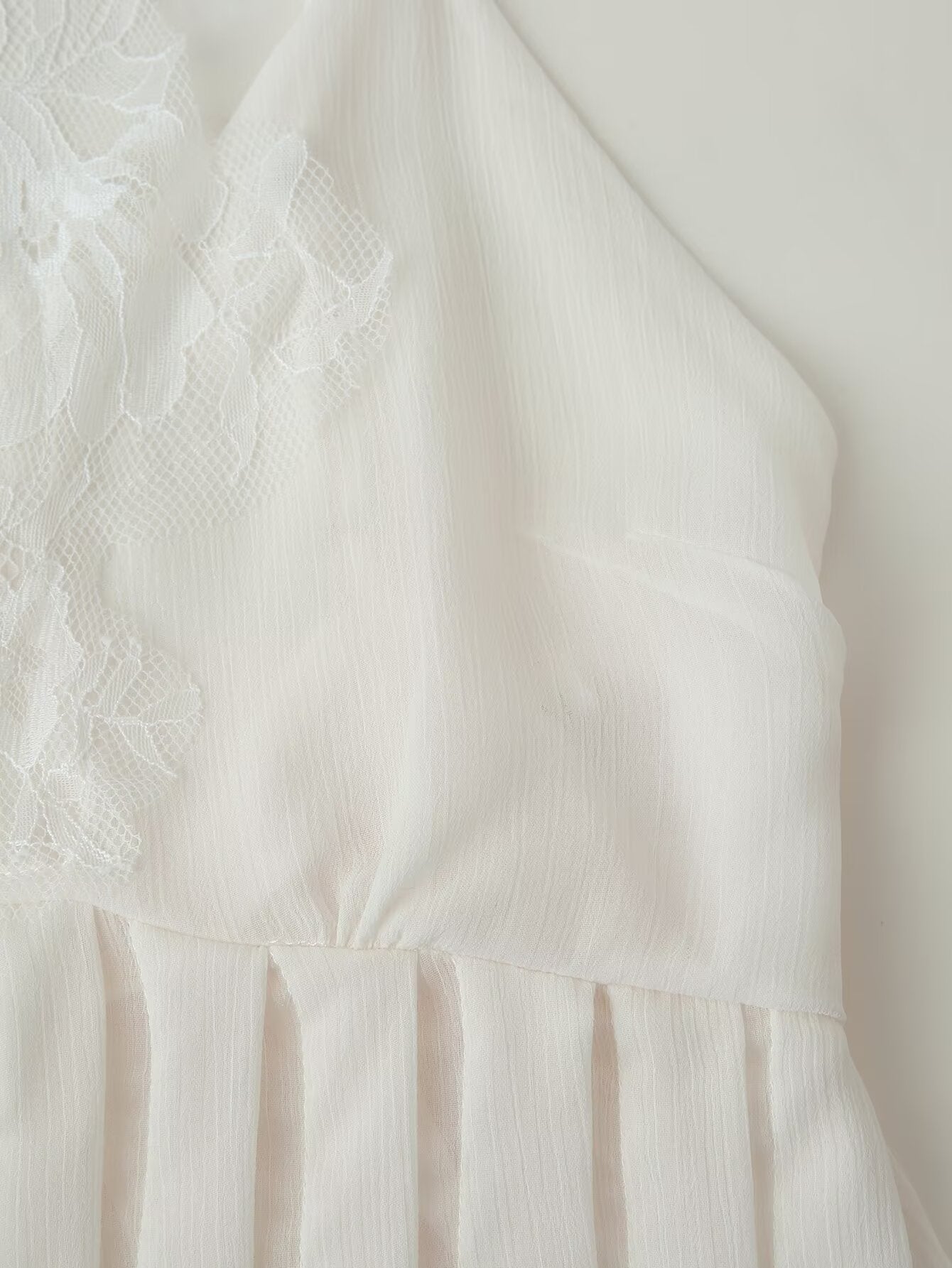 Women Clothing Autumn Korean Fresh Simple Elegant Sweet Lace Splicing Sling