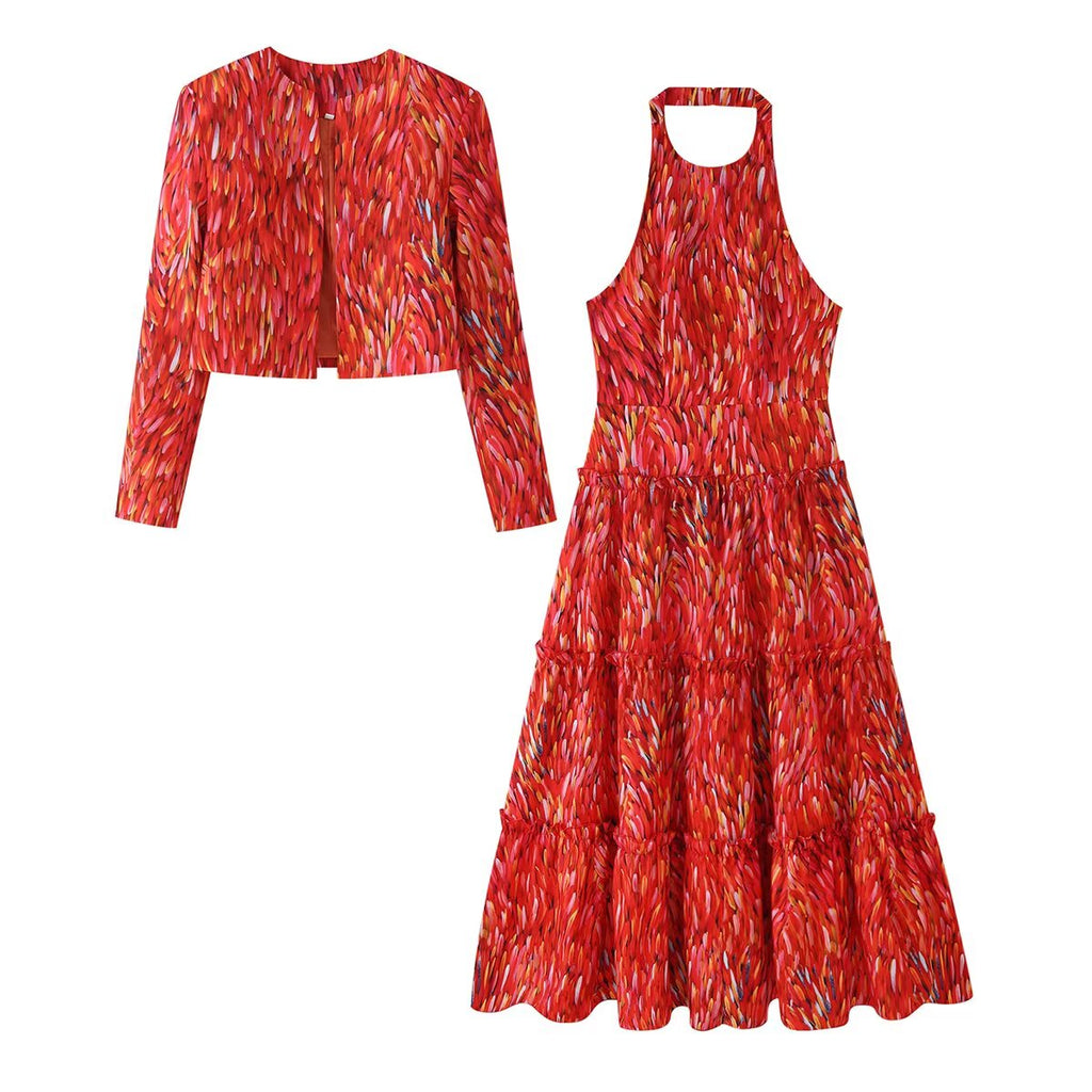 Women's Halter Long Sleeve Dress