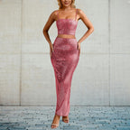 Women Wear Sexy Sling Cocktail Formal Maxi Skirt Set Summer