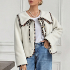 Autumn Winter Leopard Splicing Doll Collar Lace up Single