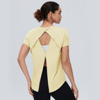 Cool Antibacterial Yoga Clothes Short Sleeve Sexy Beauty