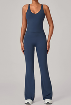 Autumn Sand Invisible Pleated Yoga Outfit Set Tight HW