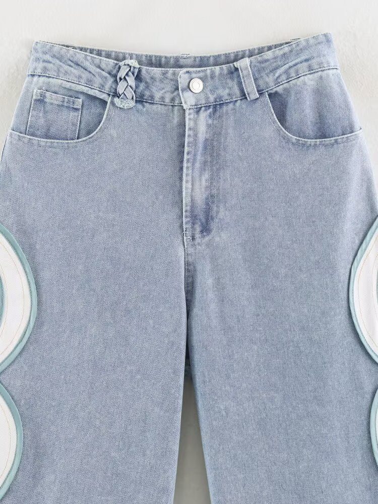 Spring Women Clothing Design Sensing Hollow Out CO HW Denim