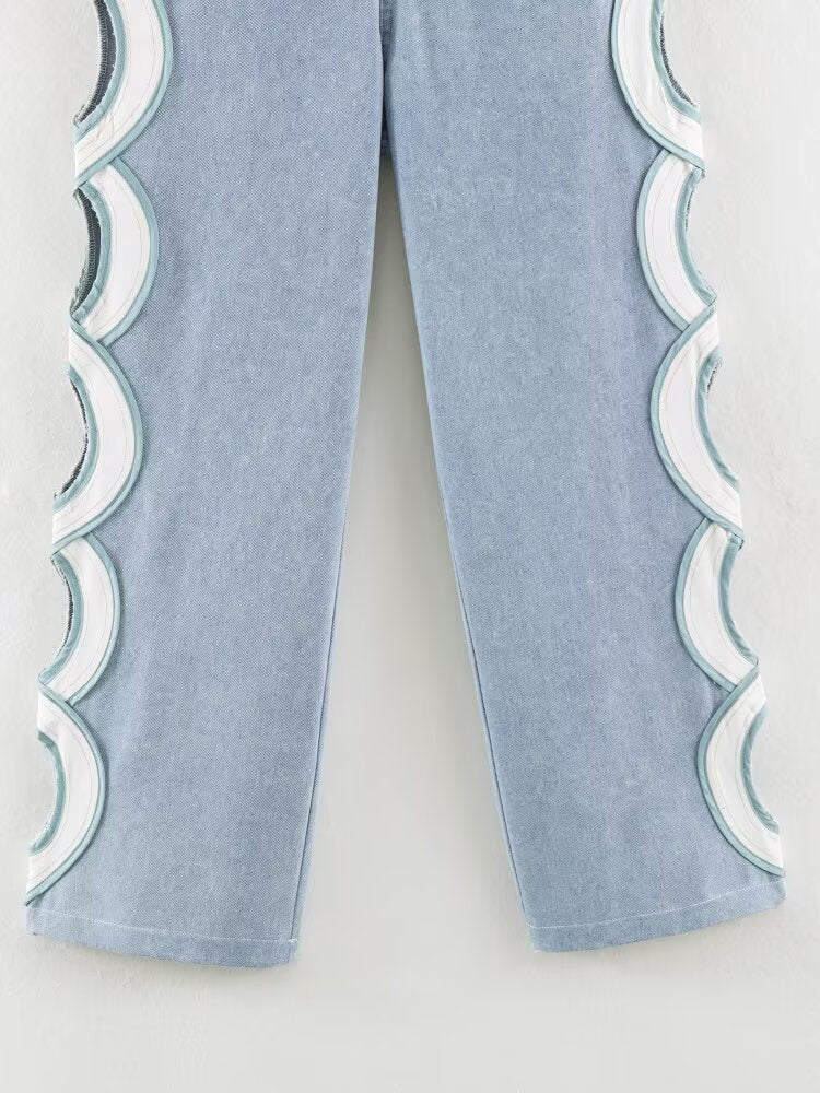 Spring Women Clothing Design Sensing Hollow Out CO HW Denim