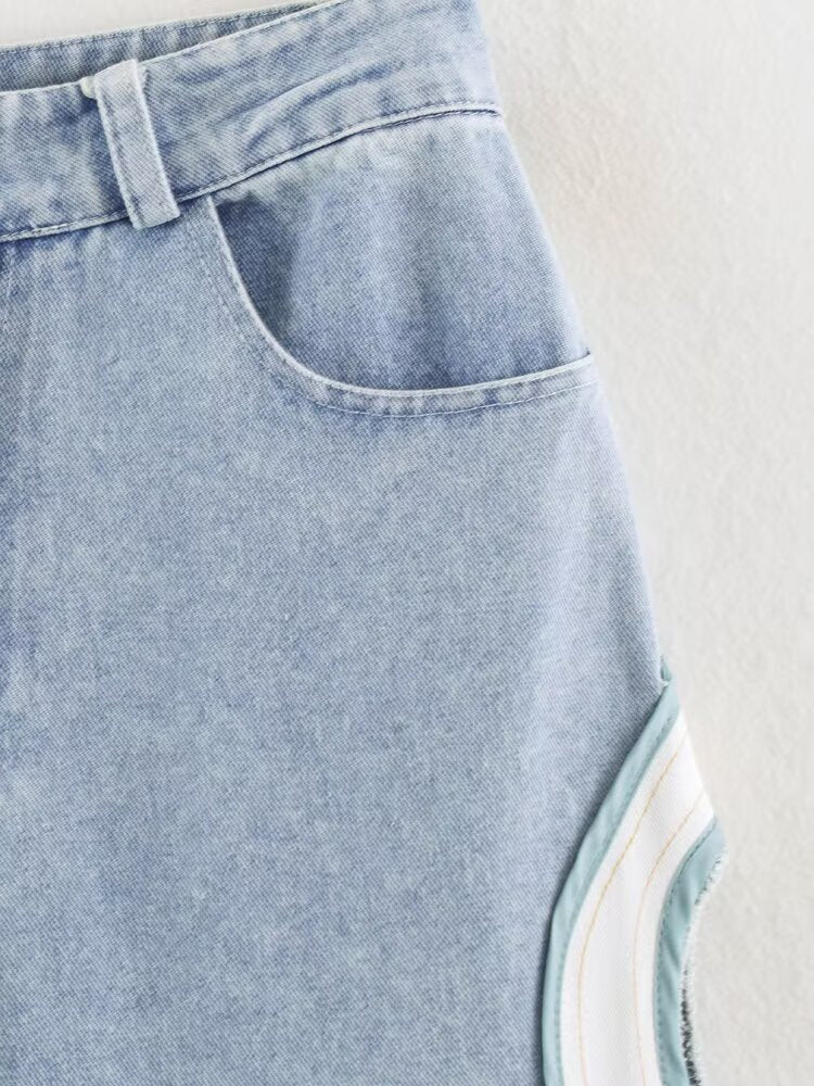 Spring Women Clothing Design Sensing Hollow Out CO HW Denim