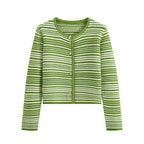 Fall Women Clothing Autumn Striped Sweaters Cardigan Coat