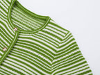 Fall Women Clothing Autumn Striped Sweaters Cardigan Coat