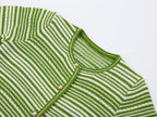 Fall Women Clothing Autumn Striped Sweaters Cardigan Coat