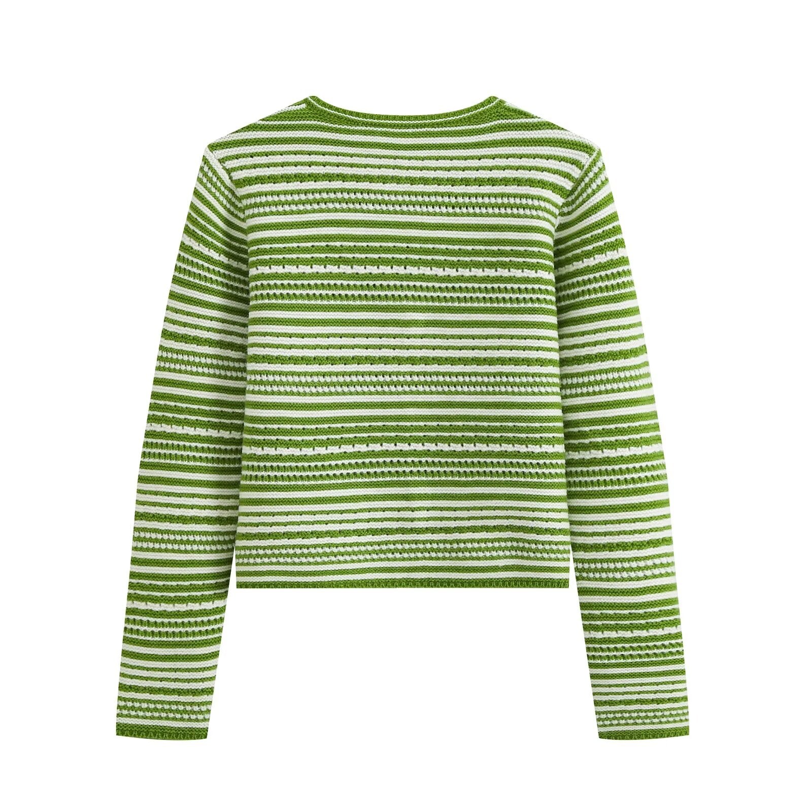Fall Women Clothing Autumn Striped Sweaters Cardigan Coat