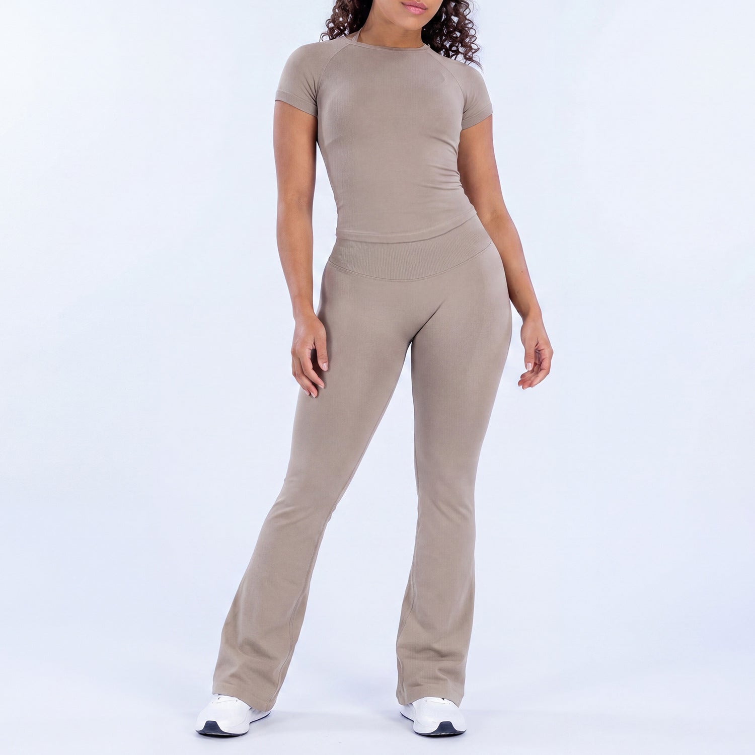 Nude Feel Beauty Back Vest Yoga Pilates Bell Bottom Pants
