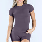 Seamless Skinny Yoga Clothes Top Women Round Neck Quick