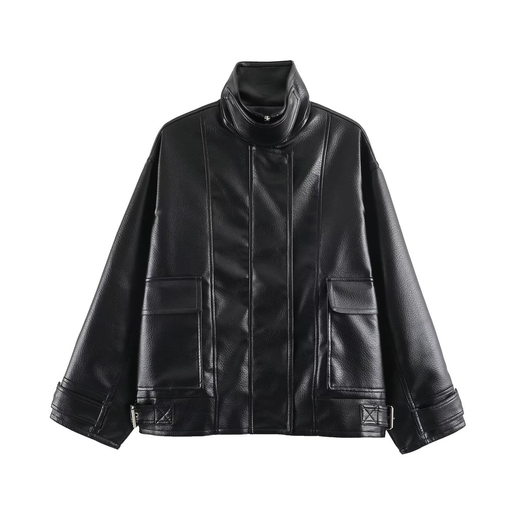 Women's Faux Leather Oversized Coat