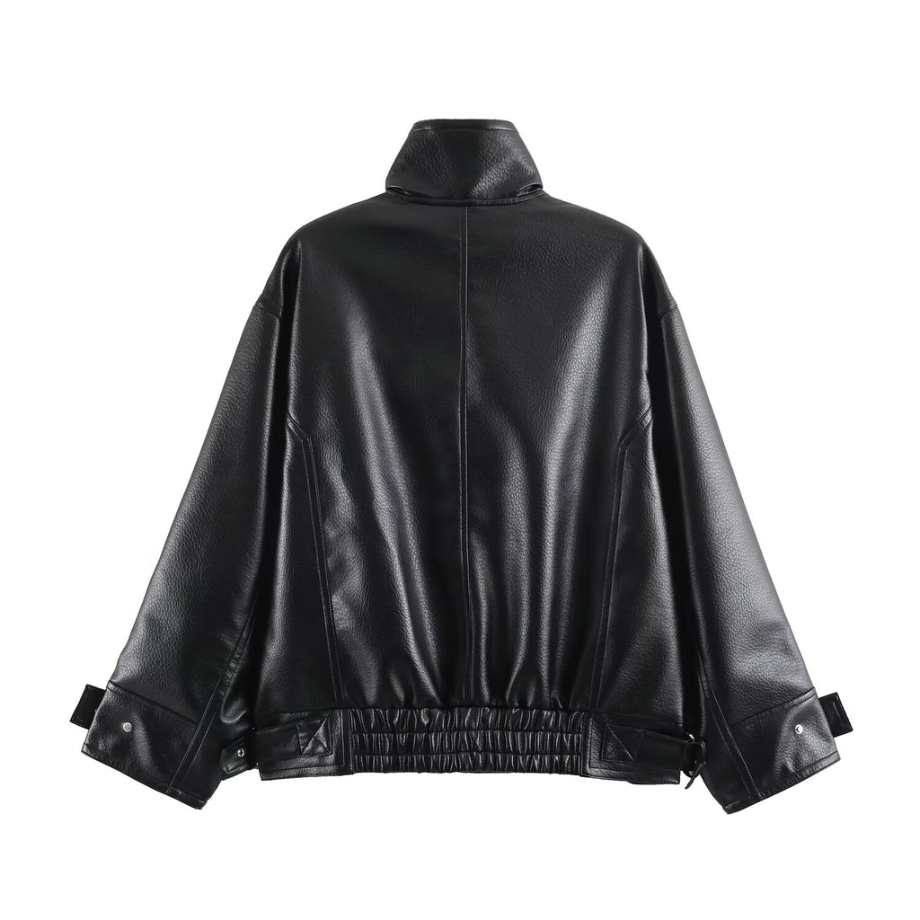 Women's Faux Leather Oversized Coat