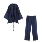 Women's Summer Translucent Pleated Effect Coat Pants Set