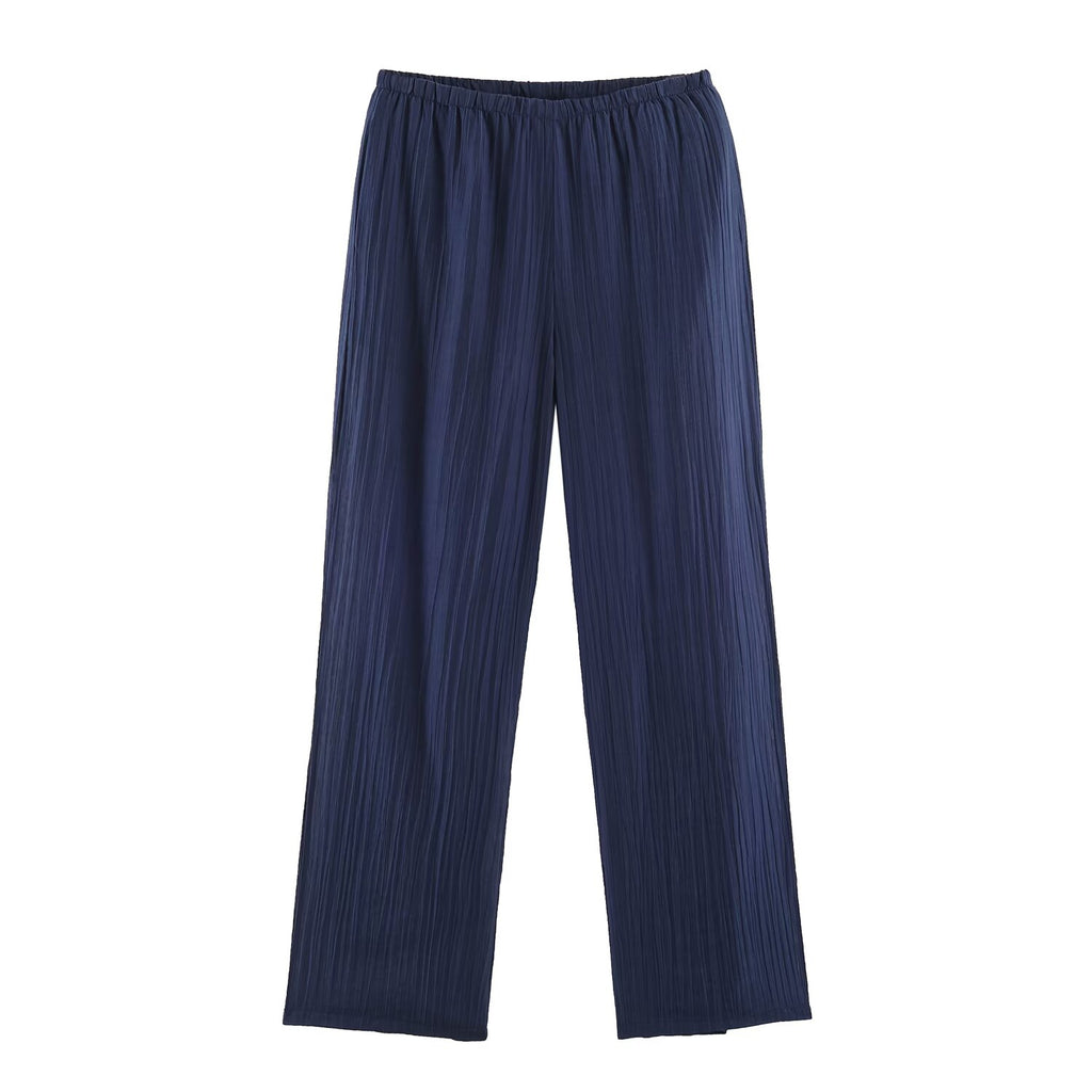 Women's Summer Translucent Pleated Effect Coat Pants Set
