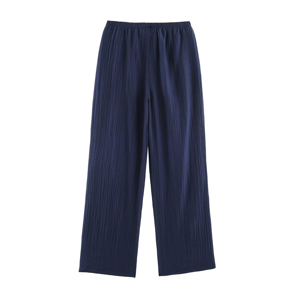 Women's Summer Translucent Pleated Effect Coat Pants Set