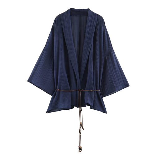 Summer Translucent Pleated Effect Coat Pants Set